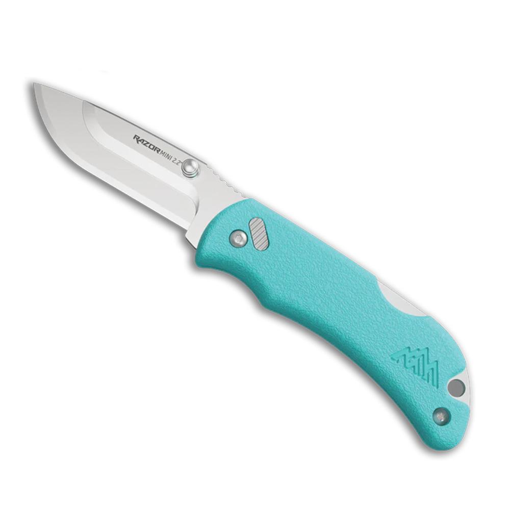 Outdoor Edge 2.2'' Razor-Mini Knife  Aqua  2  Stainless Drop Point Blades