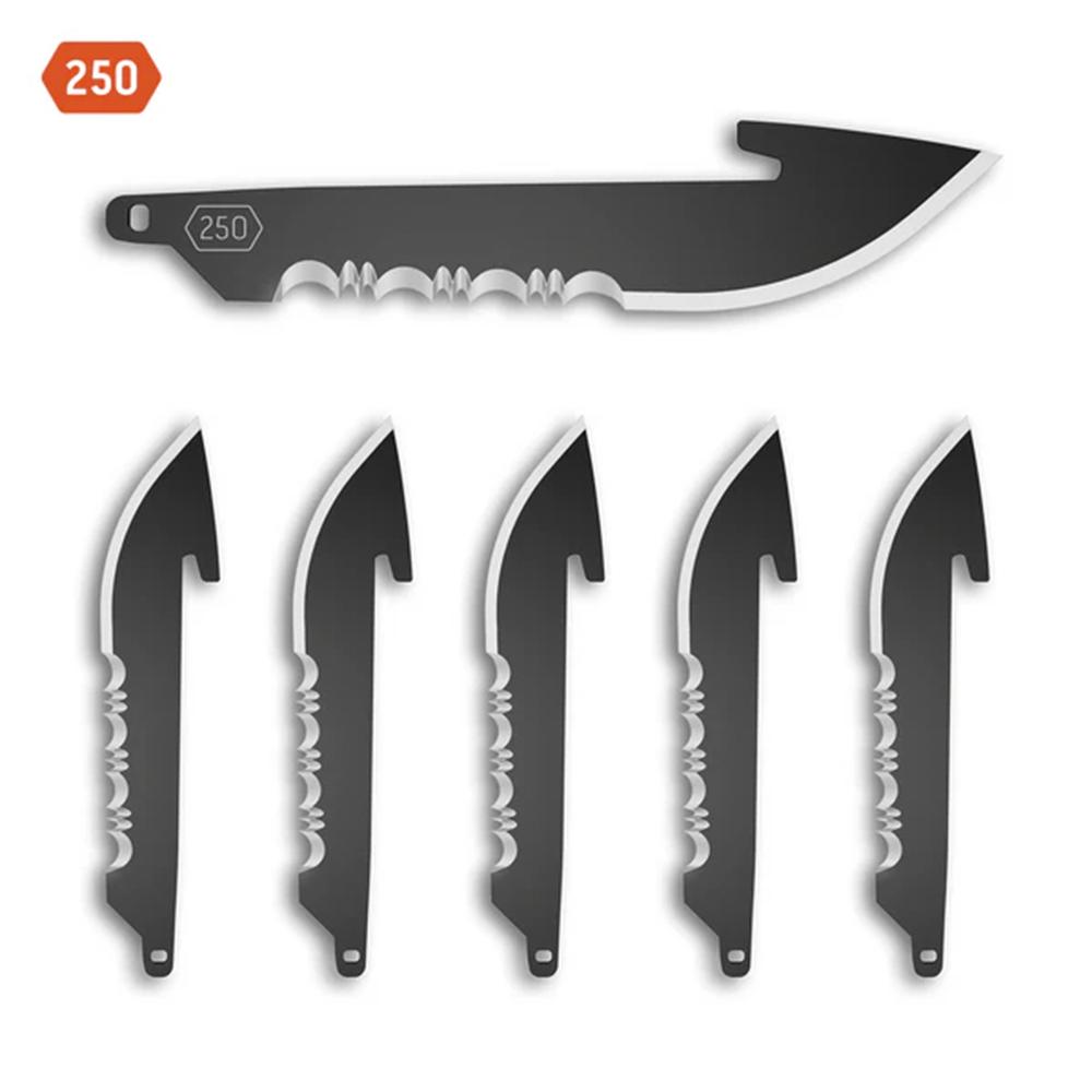 Outdoor Edge 2.5'' Drop-Point Blade Pack  50% Serr.  Black  6 Blades