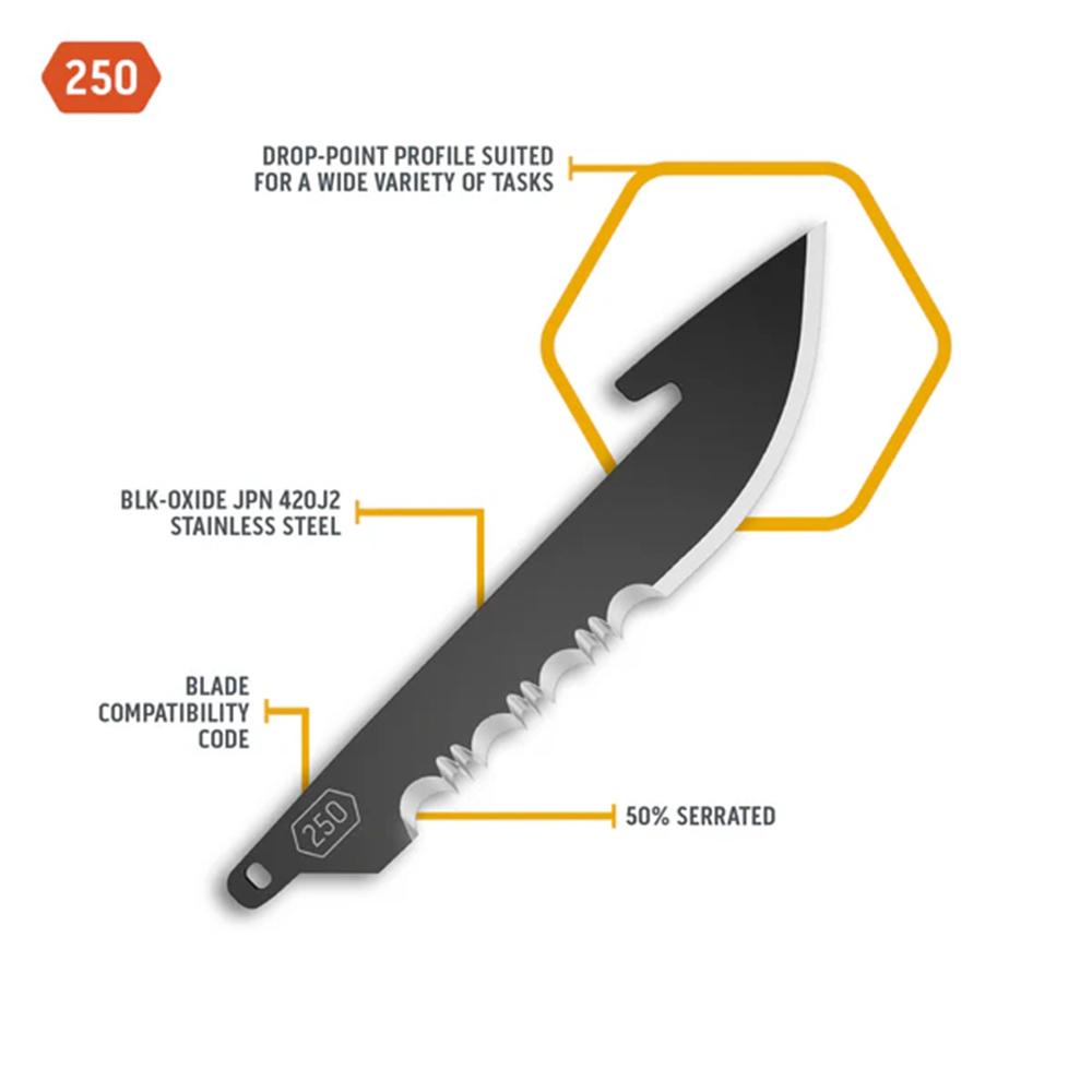 Outdoor Edge 2.5'' Drop-Point Blade Pack  50% Serr.  Black  6 Blades