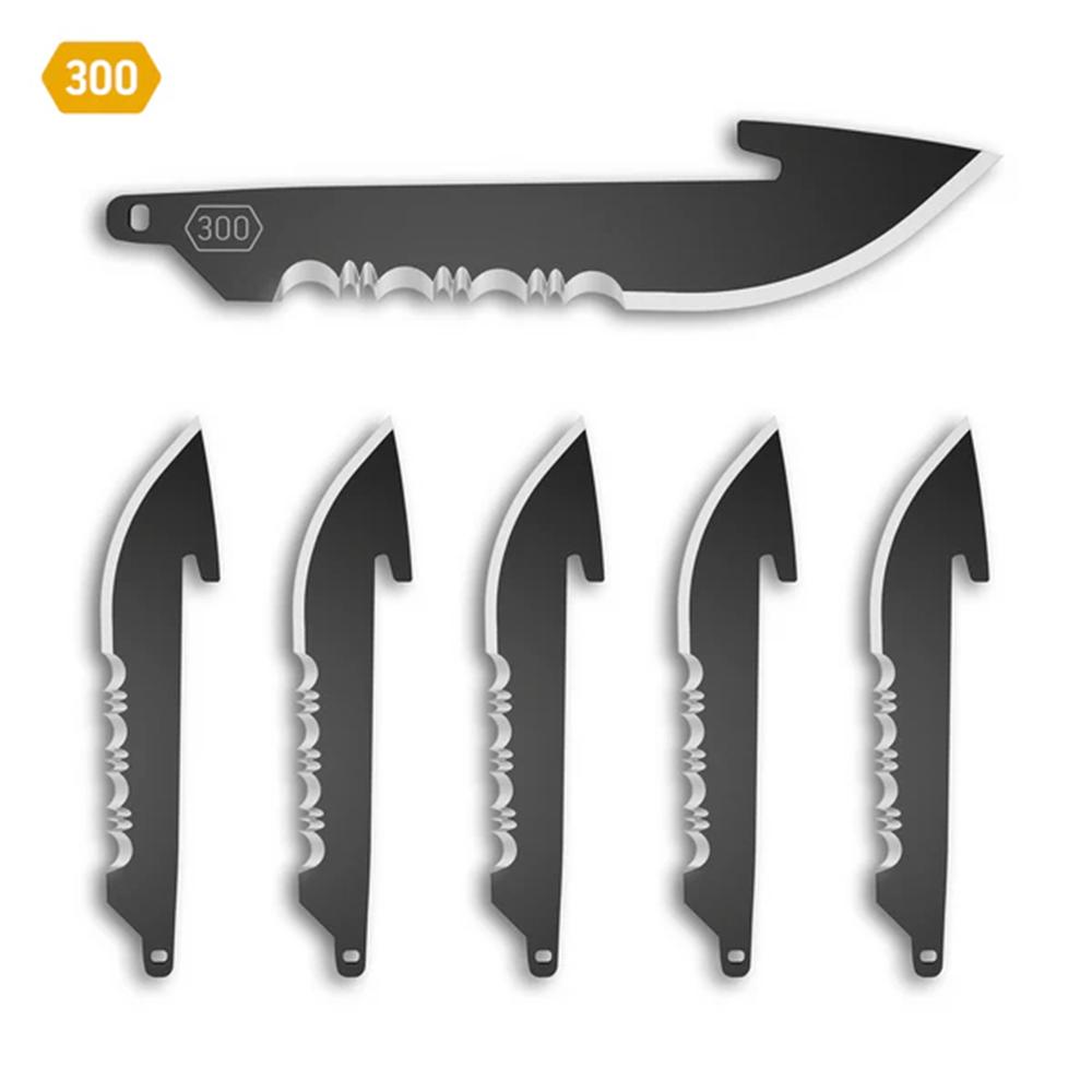 Outdoor Edge 3.0'' Drop-Point Blade Pack  50% Serr.  Black  6 Blades
