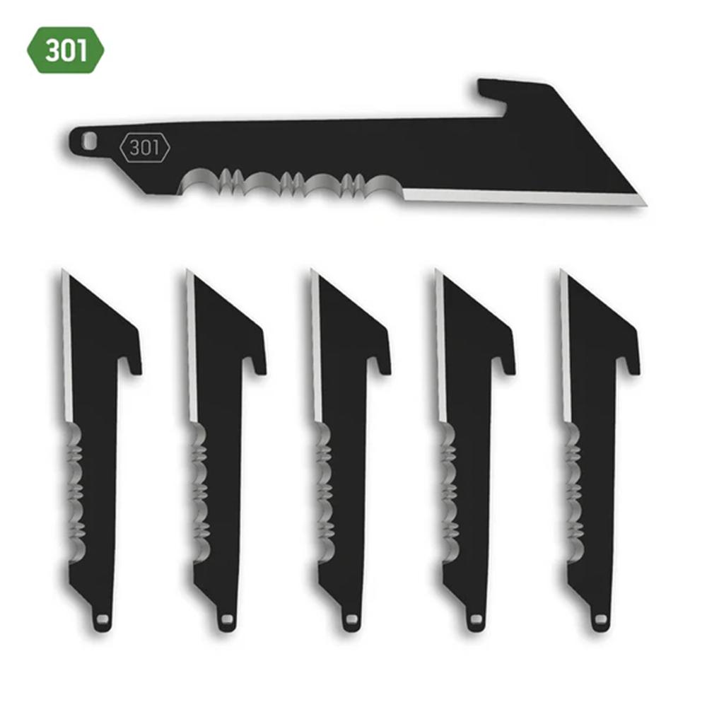 Outdoor Edge 3.0'' Utility Blade Pack  50% Serr.  Black  6 Blades