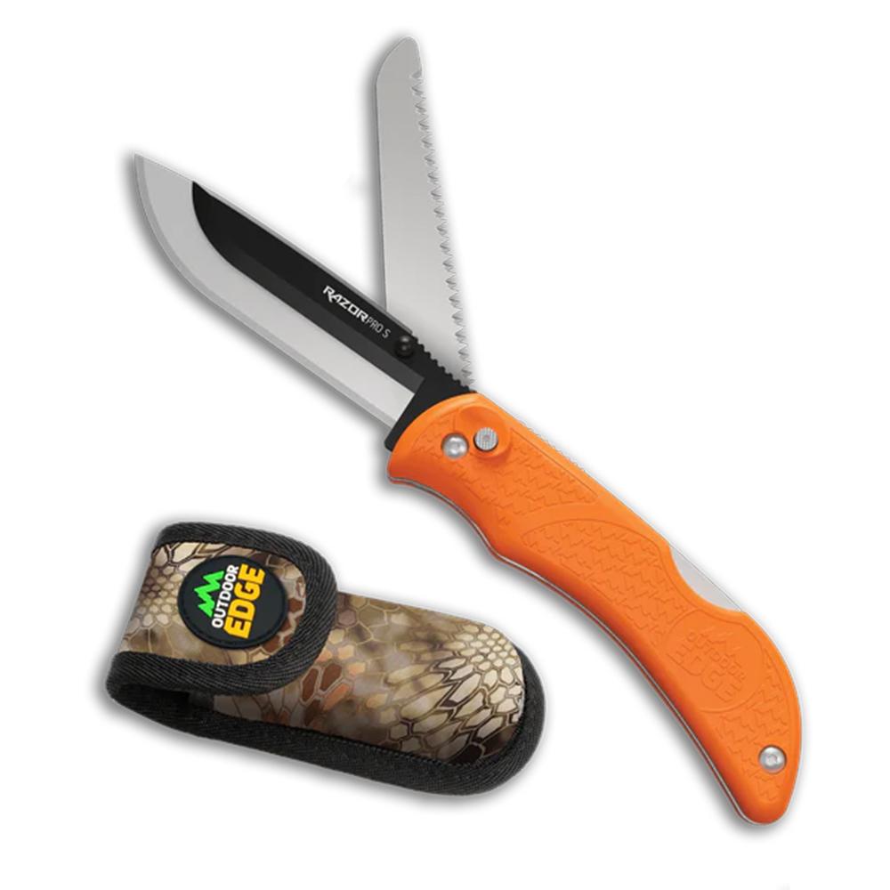 Outdoor Edge 3.5'' Razor-Pro S Knife Orange  6 Stainless Drop Point Blades