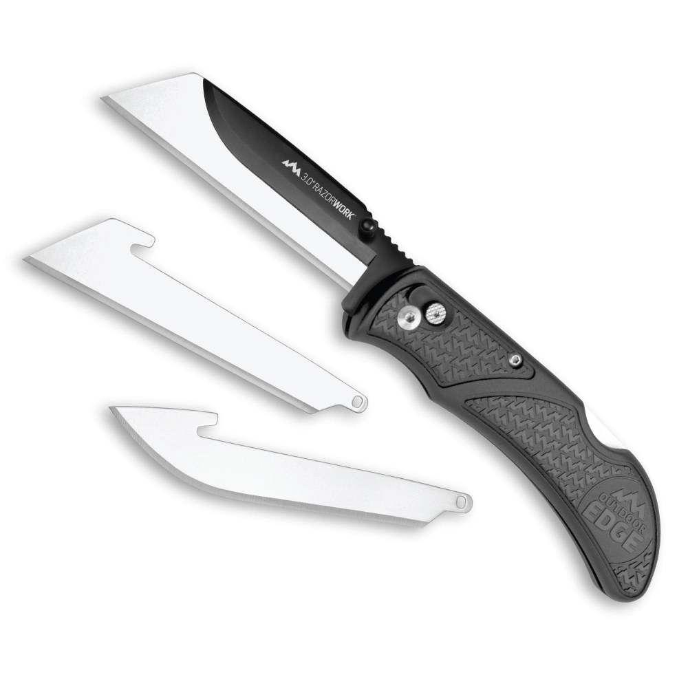 Outdoor Edge 3.0'' Razor-Work Knife Gray  3 Stainless Utility Blades