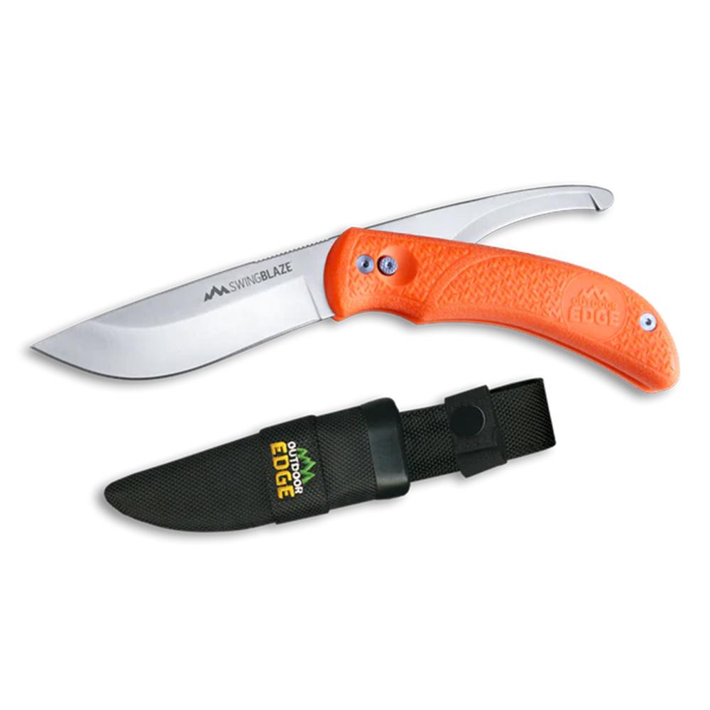 Outdoor Edge Swingblade Knife Orange Rotating Huting Knife W/ Sheath
