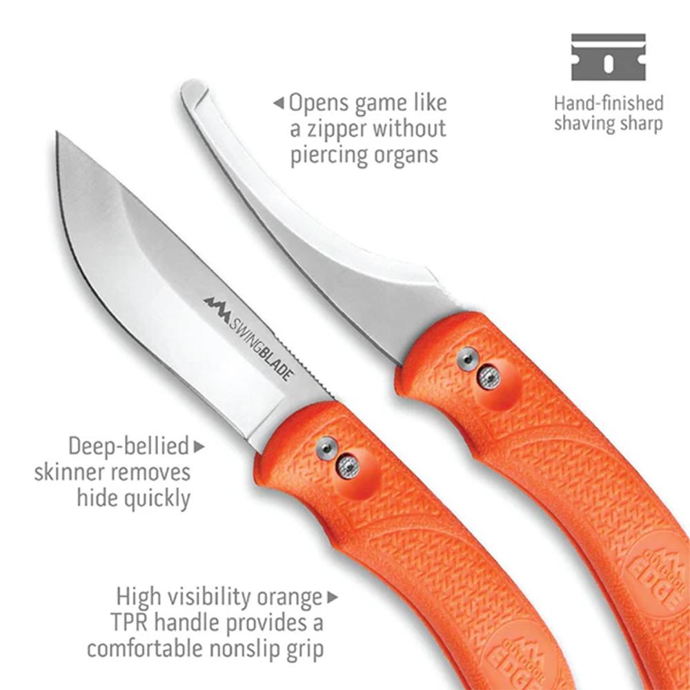 Outdoor Edge Swingblade Knife Orange Rotating Huting Knife W/ Sheath