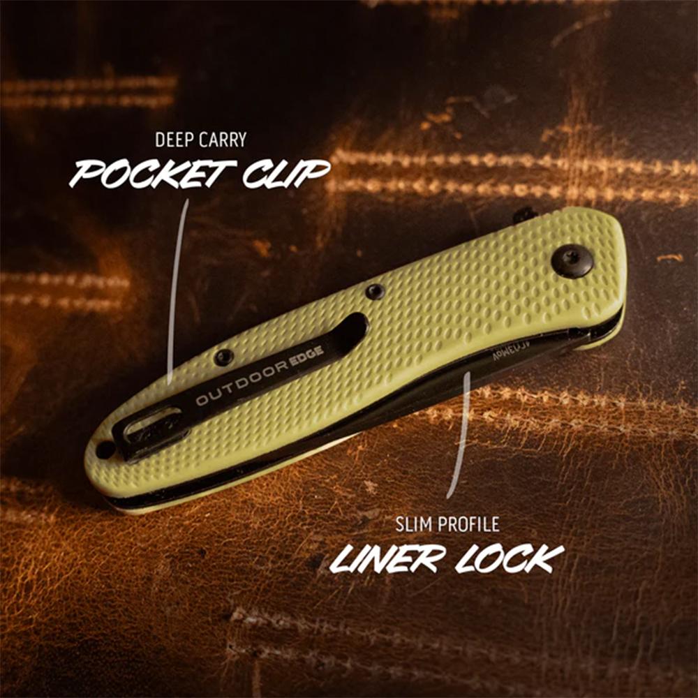 Outdoor Edge Viddux  Knife Green Gfn   Black 4Cr Blade  Liner Lock