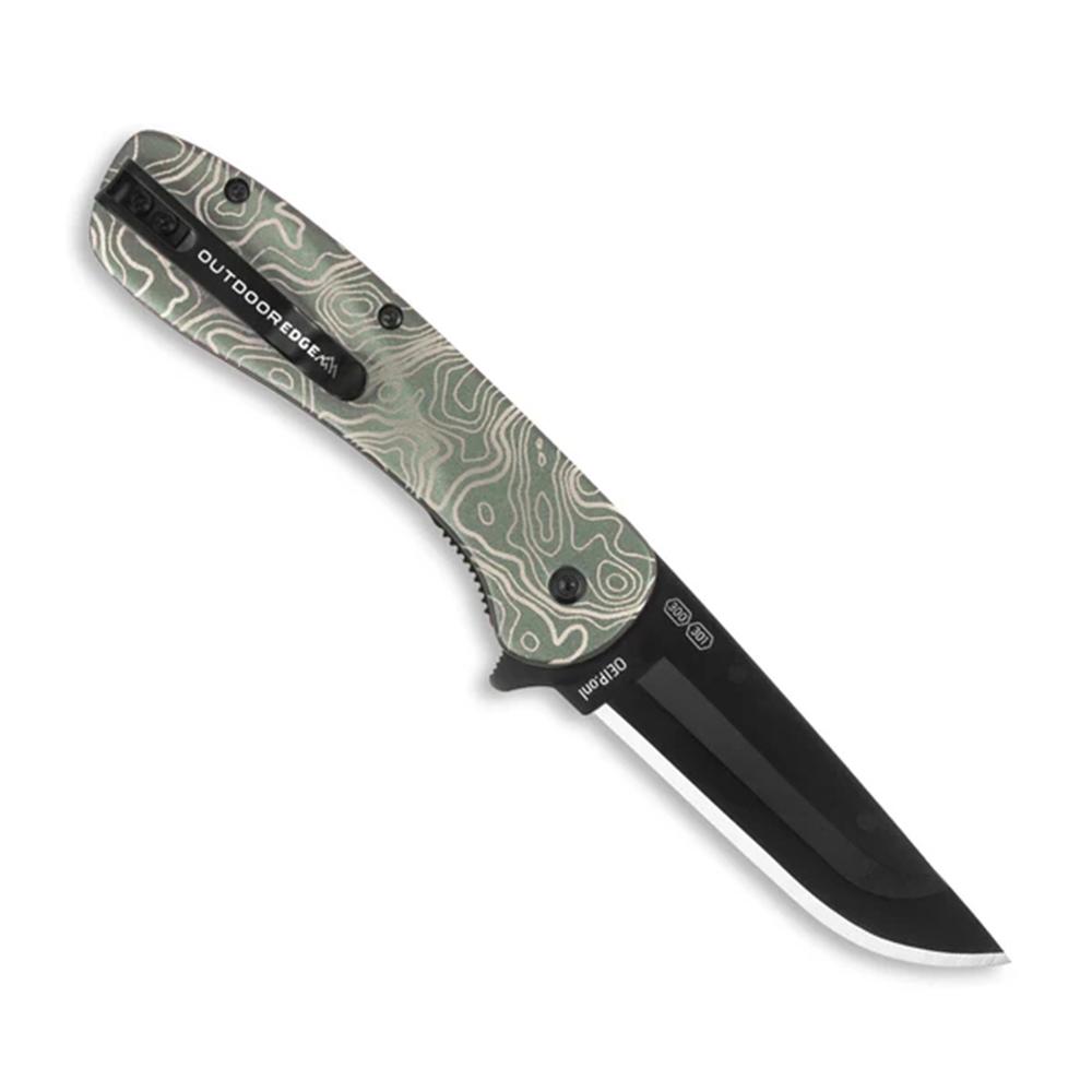 Outdoor Edge Razor VX1 Knife  Grn Anodized Alum Topo Map W/ Blk Drp Pnt SA