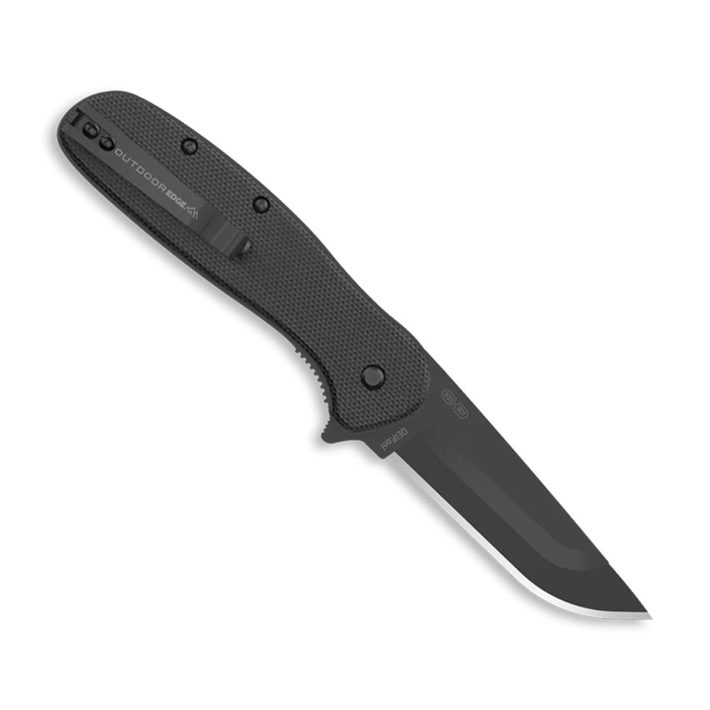 Outdoor Edge Razor VX2 Knife Blk G10 W/ Blk Drp Pnt  Blk Hrdwr Sprng Assist