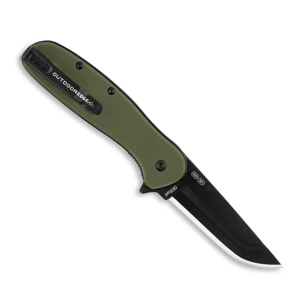 Outdoor Edge Razor VX2 Knife Grn G10 W/ Blk Drp Pnt Blk Hardware Sprng Asst