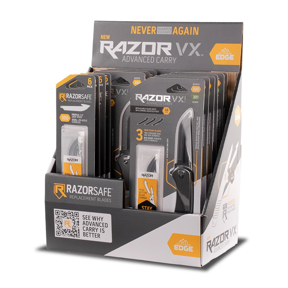 OUTDOOR EDGE RAZOR VX PDQ 9 PC KNIFE DISPLAY