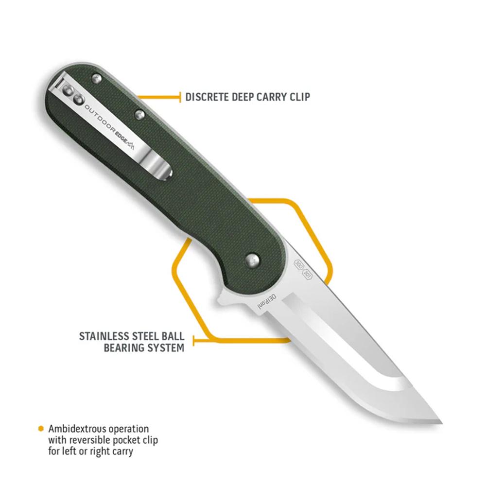 Outdoor Edge Razor VX3 Knf Grn W/ Drp Pnt Stnlss Hrdwr Steel Ball Bearings