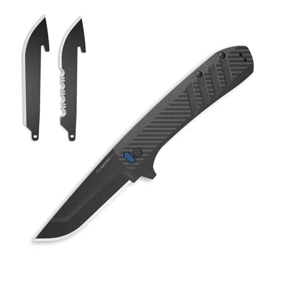 Outdoor Edge Razor VX4 Knf Crbn Weave Over G-10 W/ Blk Drp Pnt Crmc Brngs