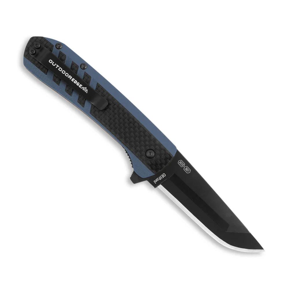 Outdoor Edge Razor VX4 Knf Crbn Over Blu G10  W/ Blk Drp Pnt Crmc Bearing