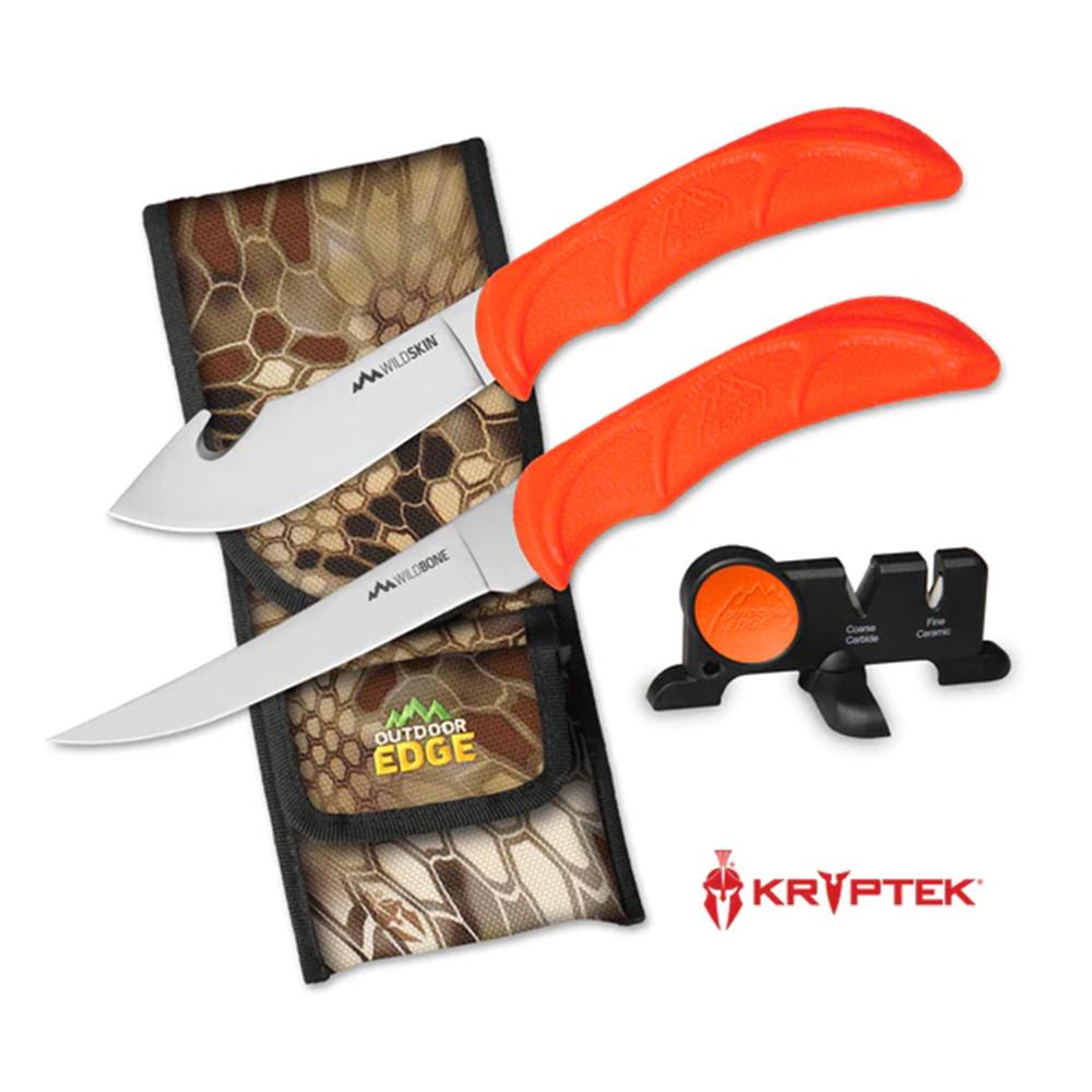 Outdoor Edge Wild-Bone Knf Set Gut Hook Skner & Bning Cmbo Sheath/Sharpner