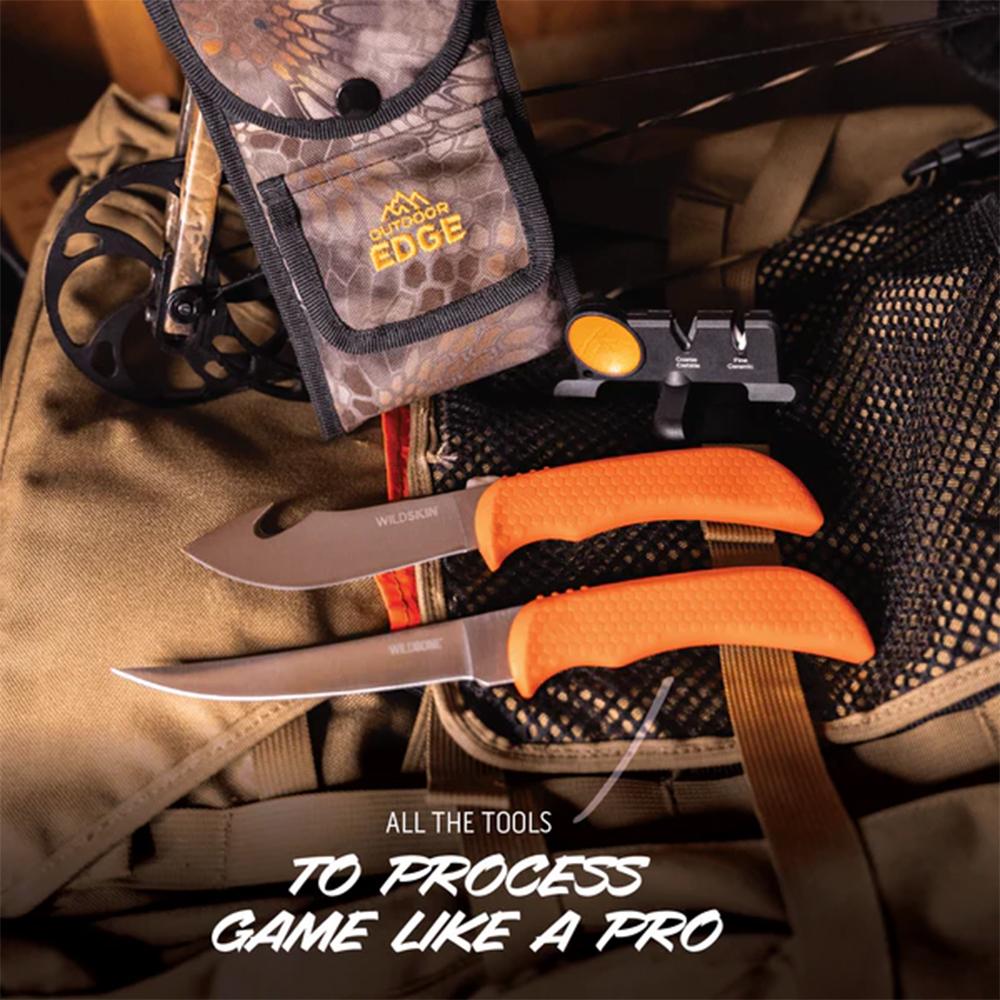 Outdoor Edge Wild-Bone Knf Set Gut Hook Skner & Bning Cmbo Sheath/Sharpner