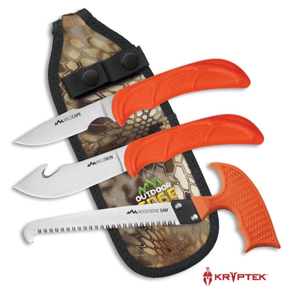 Outdoor Edge Wildguide Knf Set Gut Hook Skner & Caping Cmbo W/ Saw/Sheath