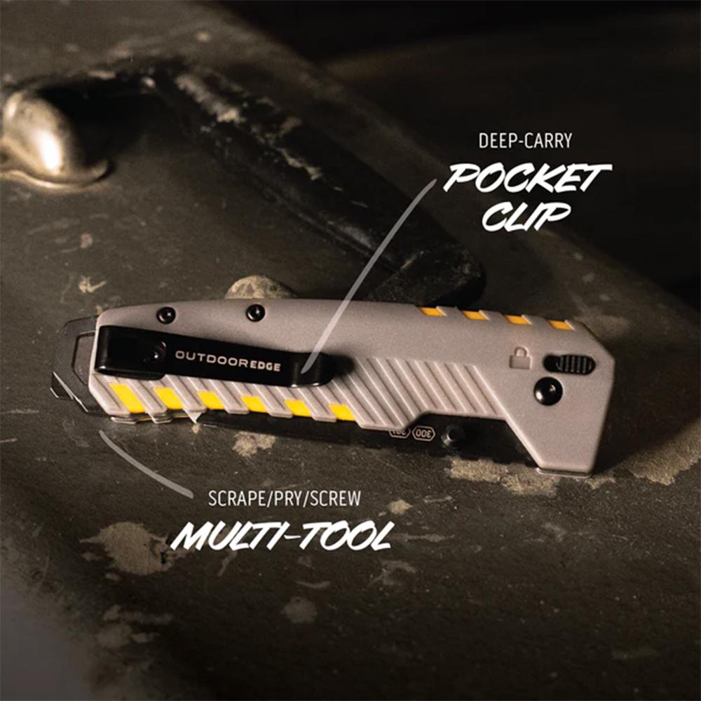 Outdoor Edge Razor VD2  3.0'' Folding Knf Gry/ Ylw Accents W/ Blk Utlt Bld