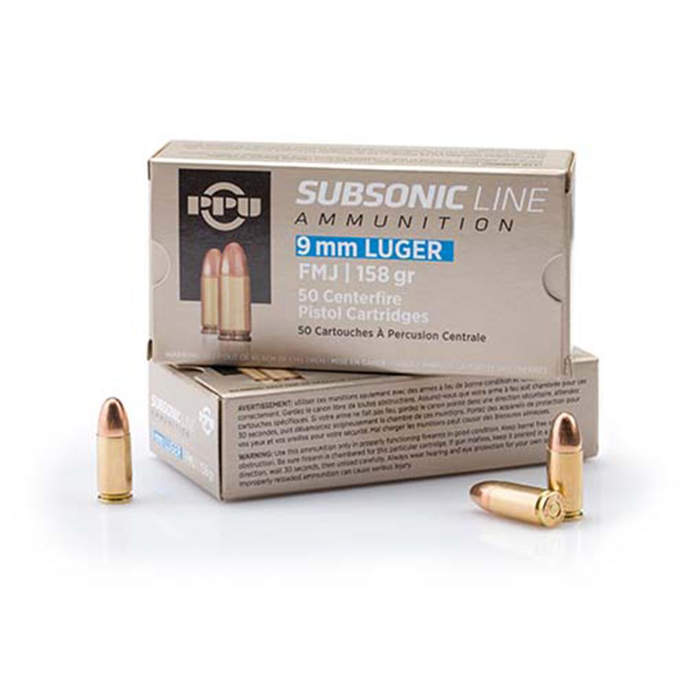 PRIVI 9mm Luger Subsonic FMJ 158gr 50 RDS