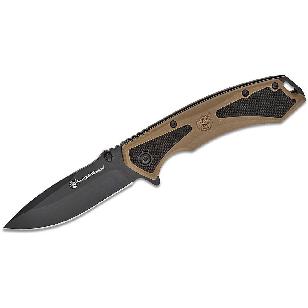 S&W KT Extreme Ops Spring Assisted Drop Point Blk/Tan 3.25'' Blade