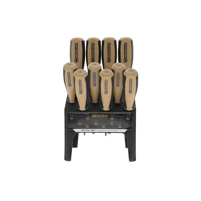 WHEELER 10 Piece Metric Hex Benchtop Screwdriver Set
