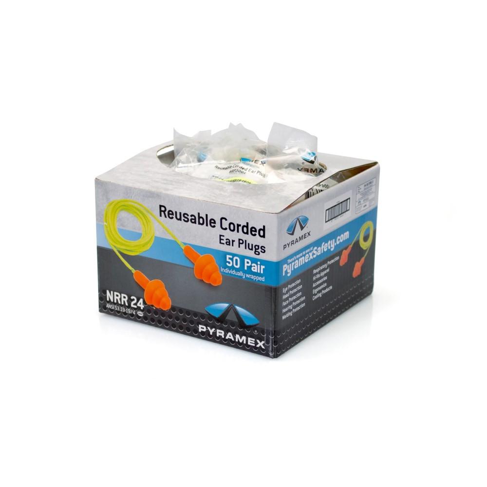 Pyramex - Reusable Corded Earplugs - NRR 25dB - 50 pair