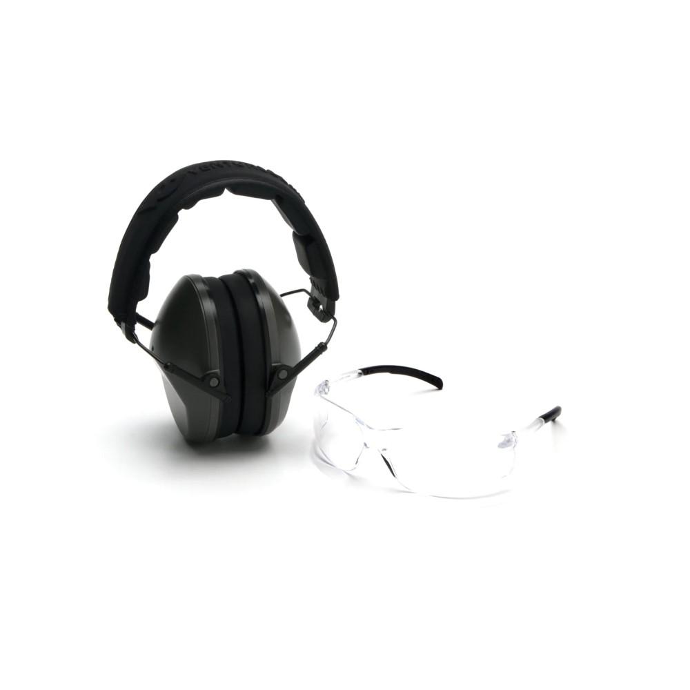 Pyramex Clear Lens with VG Low Profile OD Green Earmuff