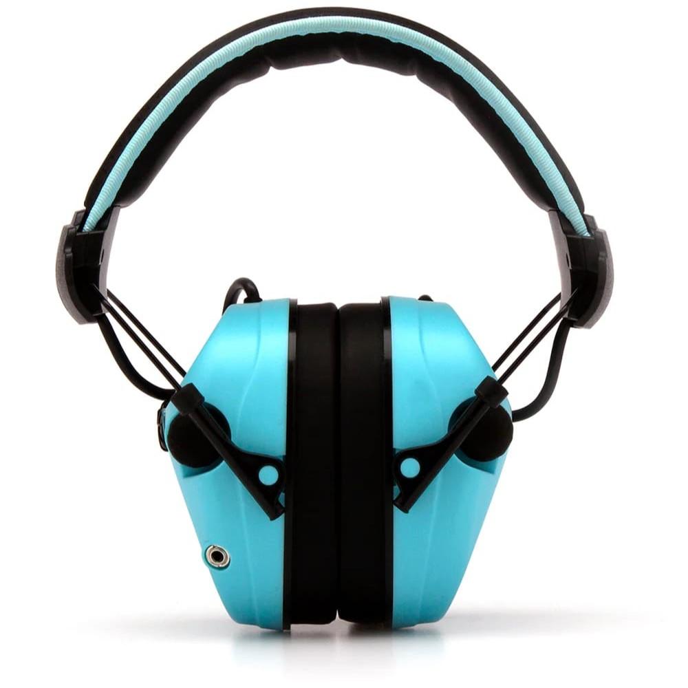 Pyramex Venture Gear - Powder blue electronic earmuff with black headband
