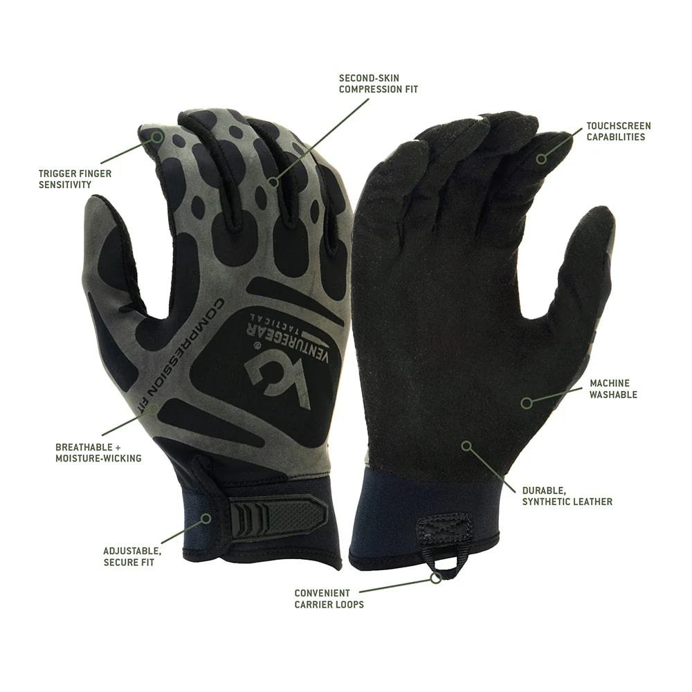 Venture Gear Tactical Gloves Compression Training H&L  Black Extra Large