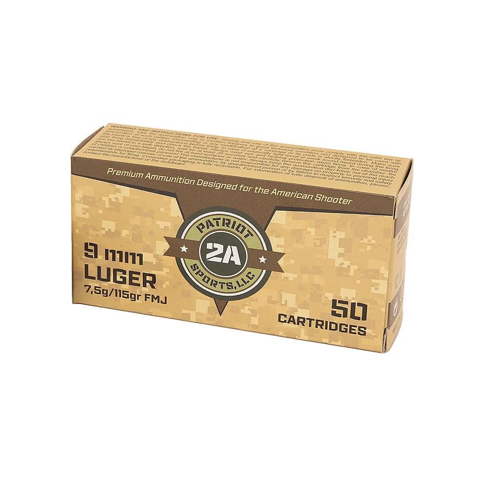 Patriot Sports 9mm 115gr FMJ Brass Case1,000 Round Case