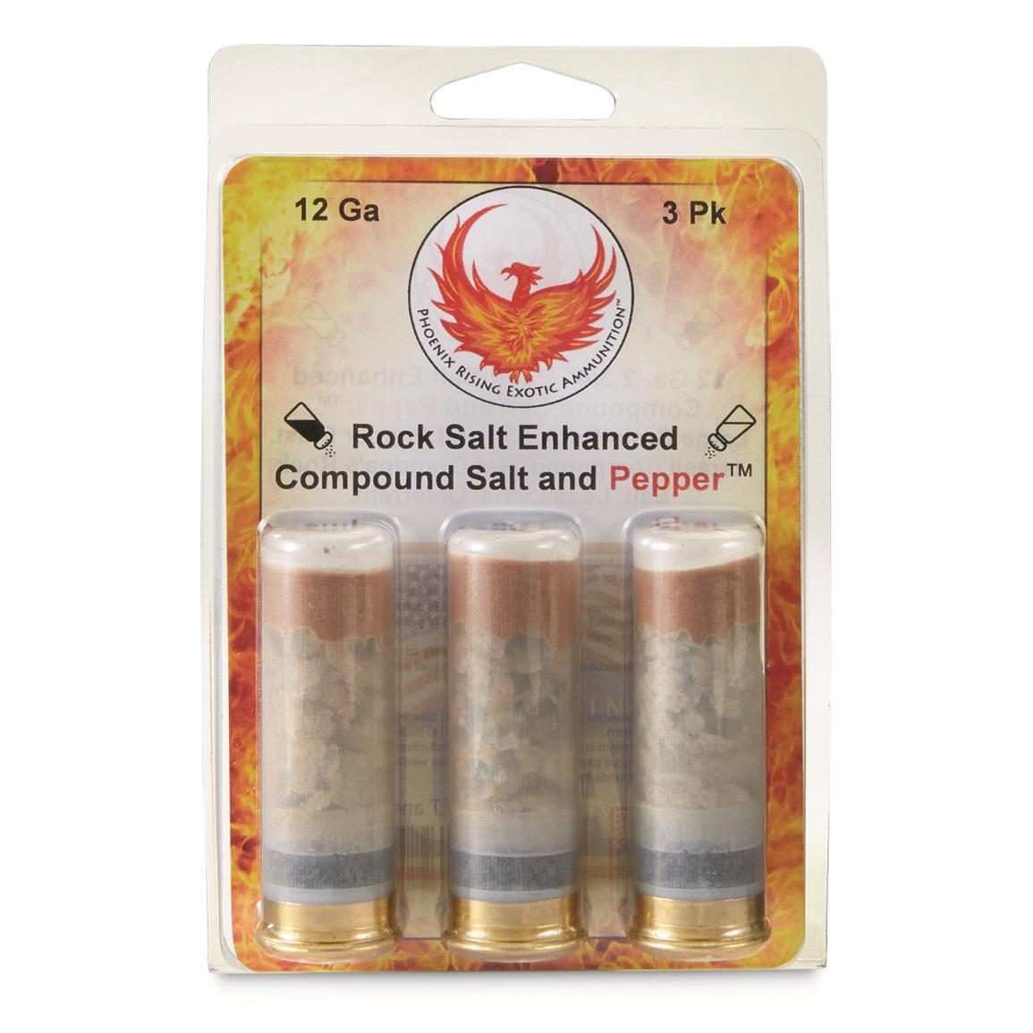 12 GA Phoenix Rising Salt & Pepper Ammo with a rock salt & pepper combo
