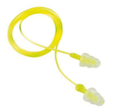 Sport Tri-Flange Corded Reusable Earplugs Neon Yellow  3 pair/pk