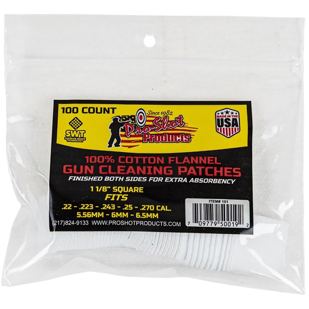 COTTON CLEANING PATCH .22-.270CAL 100/CT