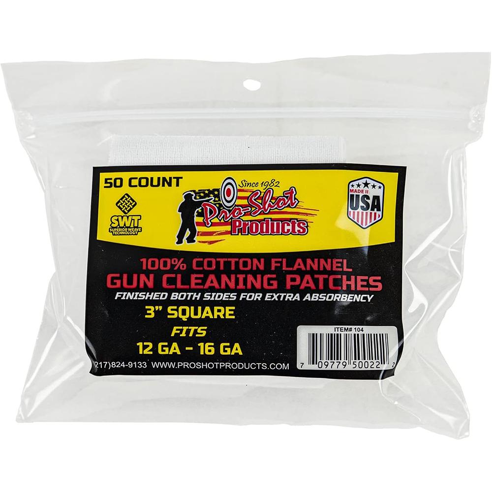 COTTON CLEANING PATCH 12-16GA 50/PK