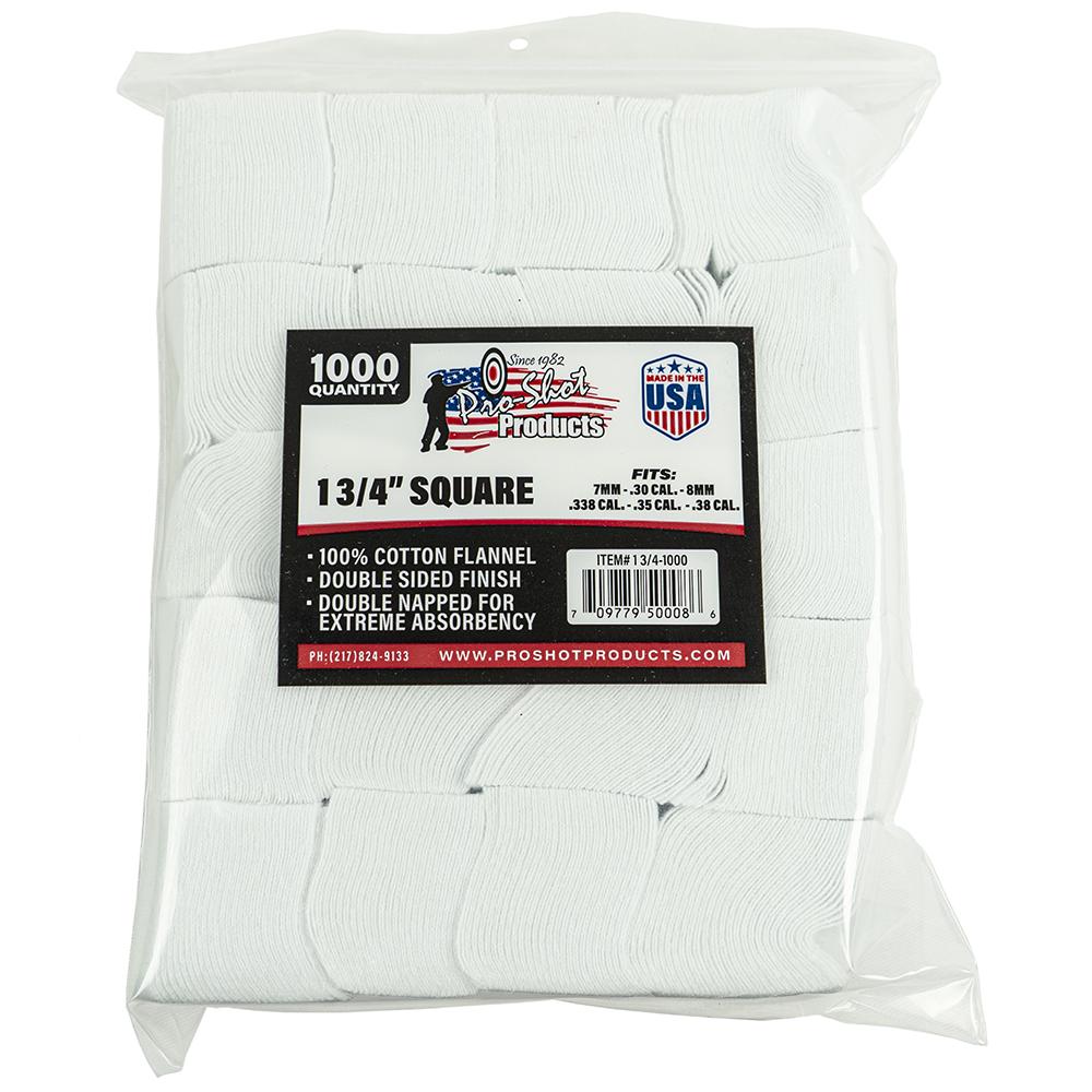 COTTON CLEANING PATCH 1-3/4 SQ 7MM .38CAL 1000/CT