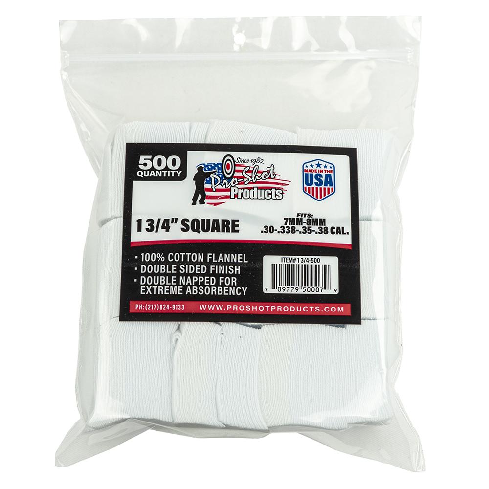 COTTON CLEANING PATCH 1-3/4 SQUARE 7MM .38CAL 500/CT
