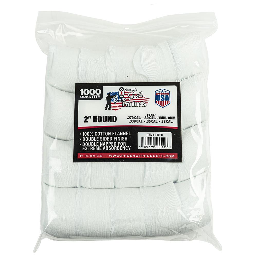 COTTON CLEANING PATCH 2 ROUND .270 .38CAL 1000/CT