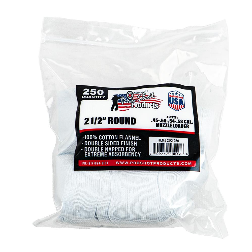 COTTON CLEANING PATCH 2-1/2 RND .45/.58CAL BLK POWDER 250/PK