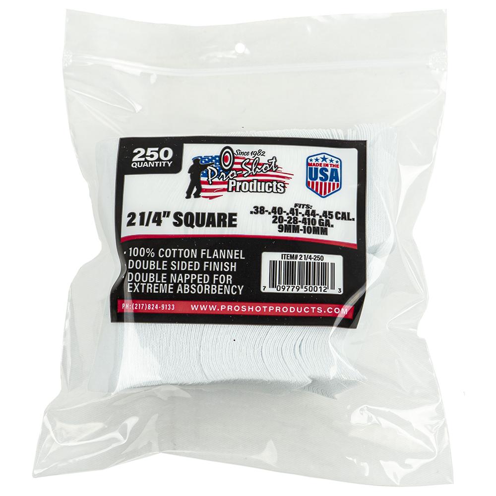 COTTON CLEANING PATCH 2-1/4 SQ .38 45CAL 250/CT
