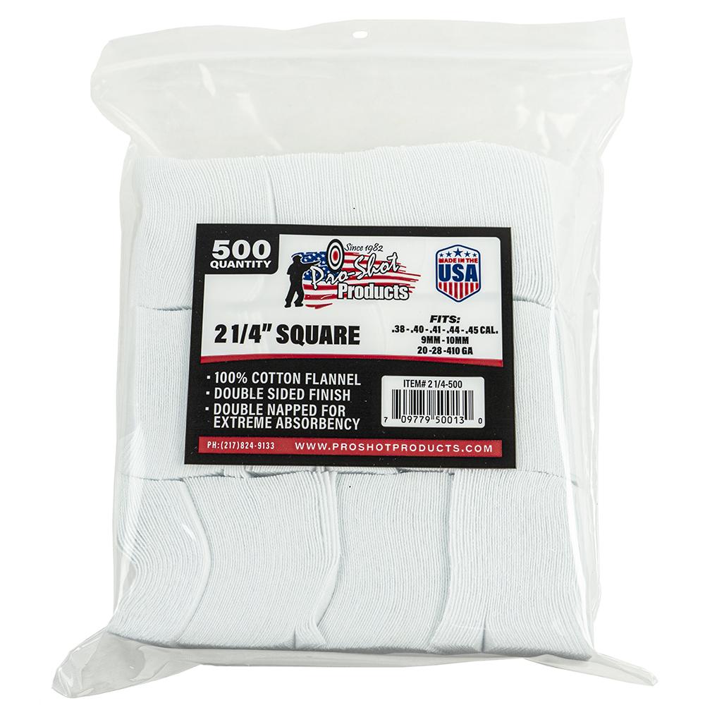 COTTON CLEANING PATCH 2-1/4 SQUARE .38 .45CAL 500/PK