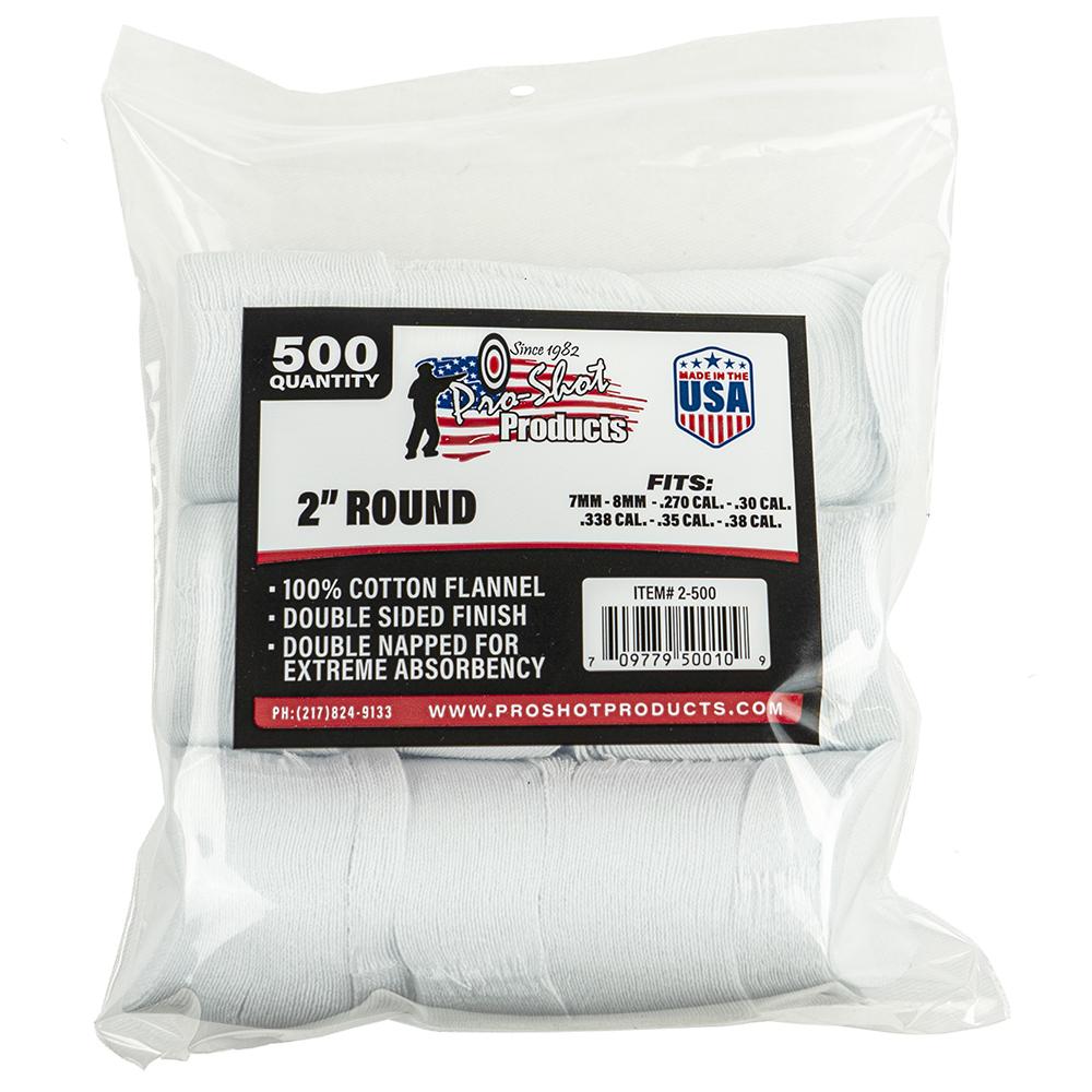 COTTON CLEANING PATCH 2 RND .270 .38CAL 500/PK