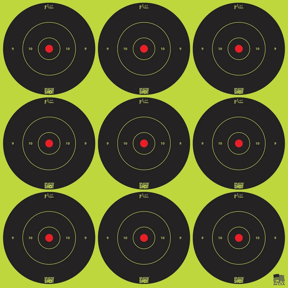 2 Green Splatter Shot Bullseye