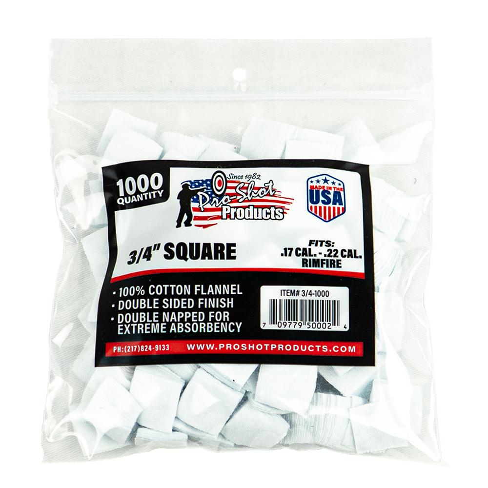 COTTON CLEANING PATCH 17-22CAL 3/4 1000/PK