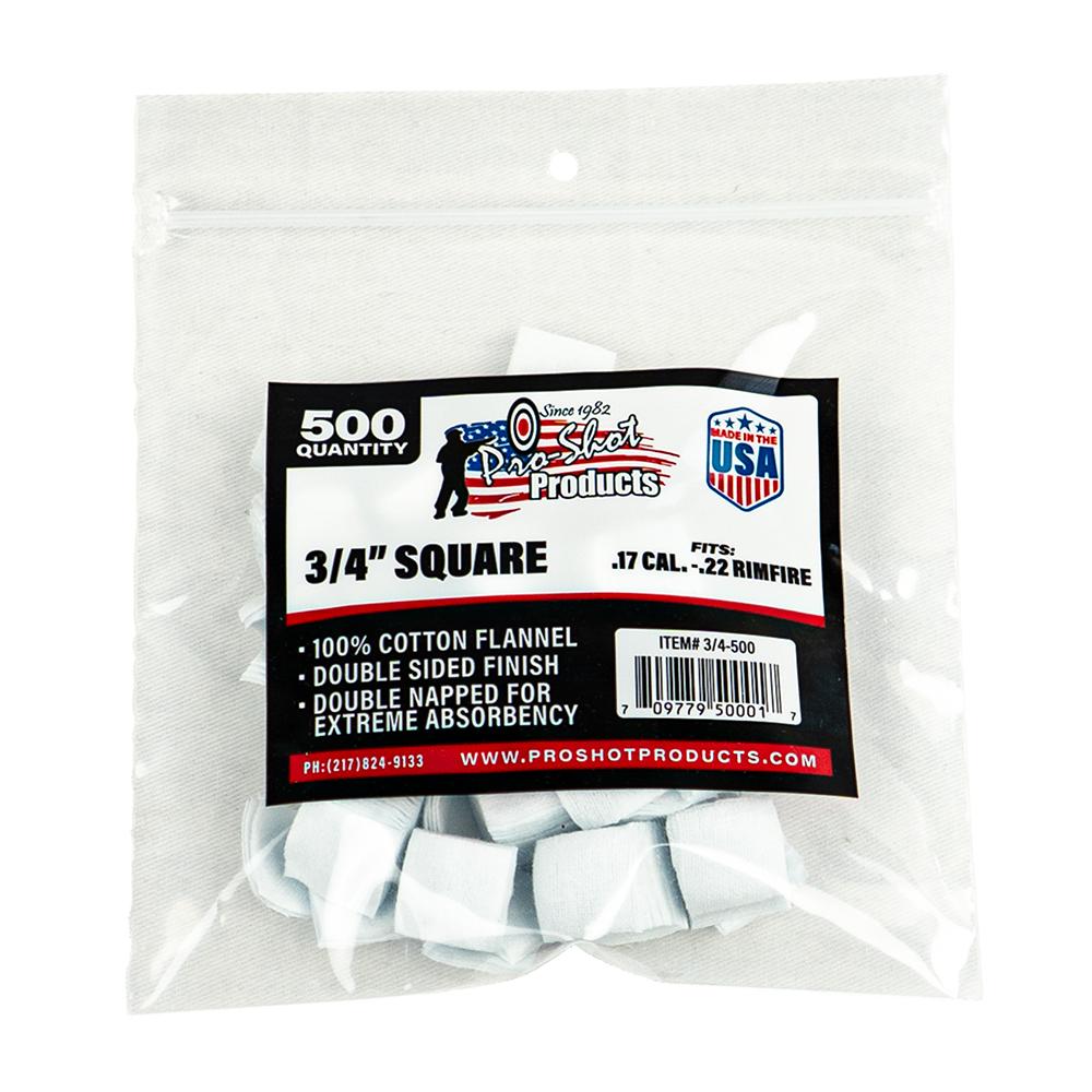 COTTON CLEANING PATCH 3/4 SQUARE .17CAL.22CAL 500/PK