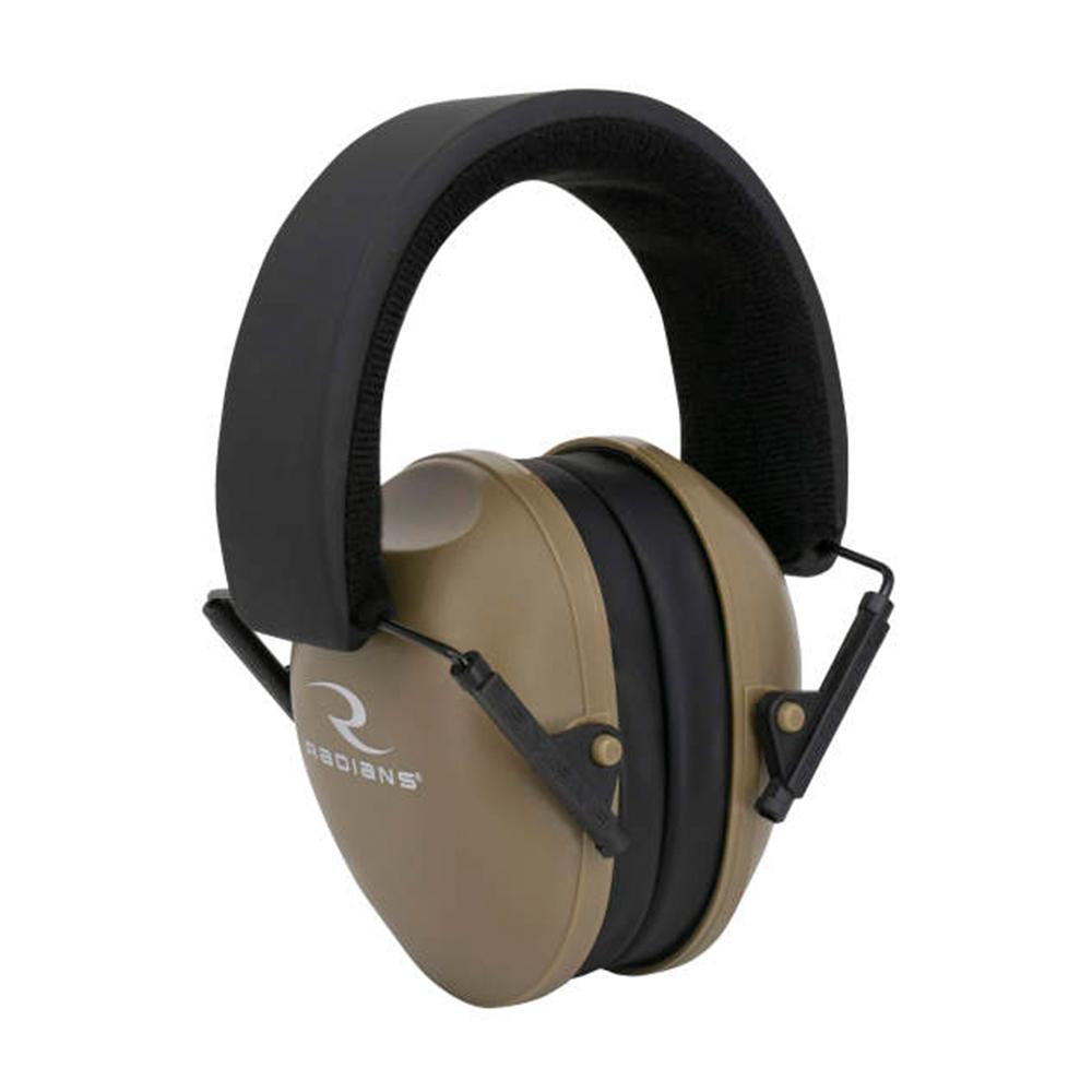 Radians Low Profile Ear Muff with revised ergonomic ear cups in Tan