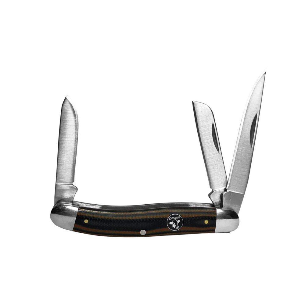 Cattleman Knife Cowhand Stockman - Brown- 3 Blade (2.5in / 3.5in)
