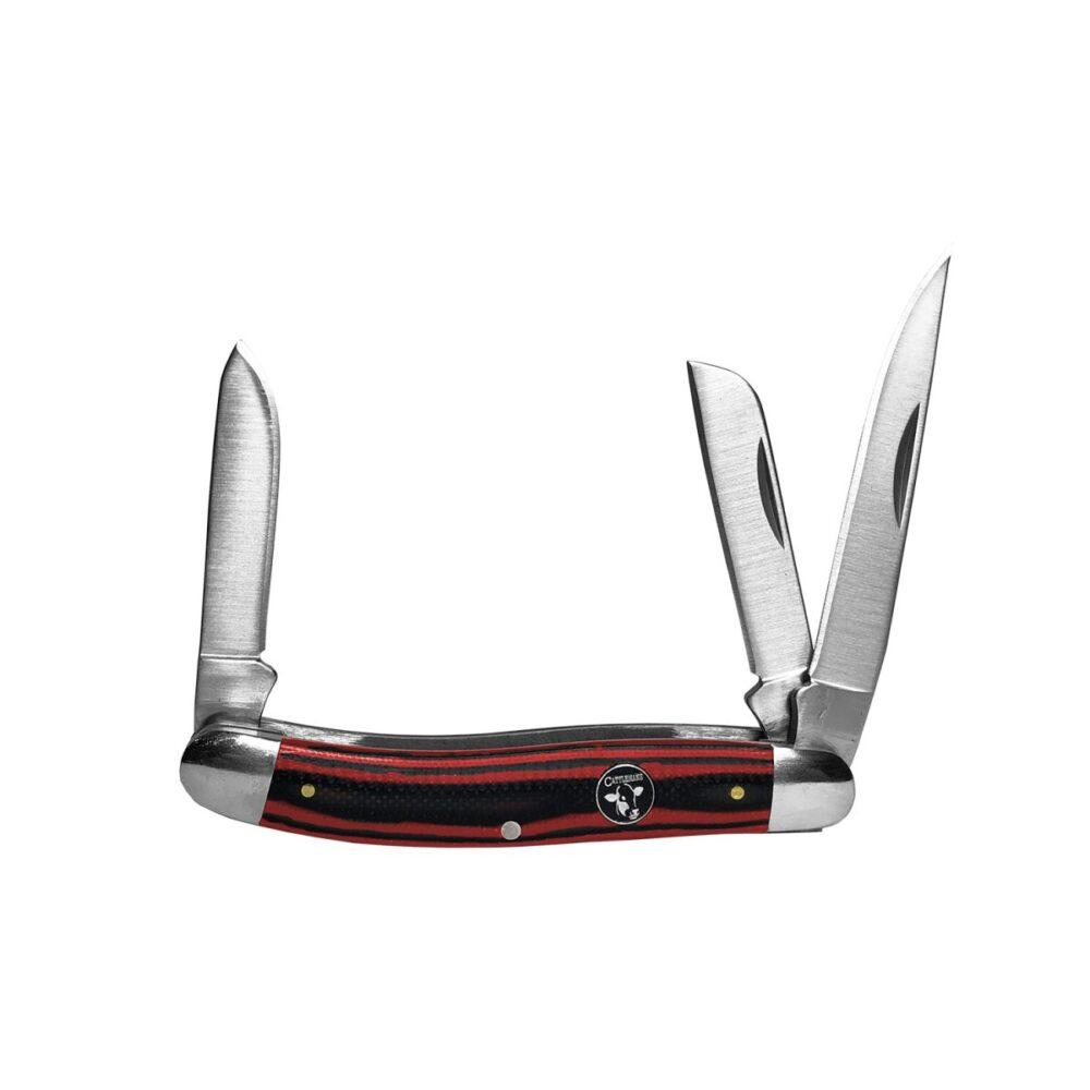 Cattleman Knife Cowhand Stockman - Red- 3 Blade (2.5in / 3.5in)