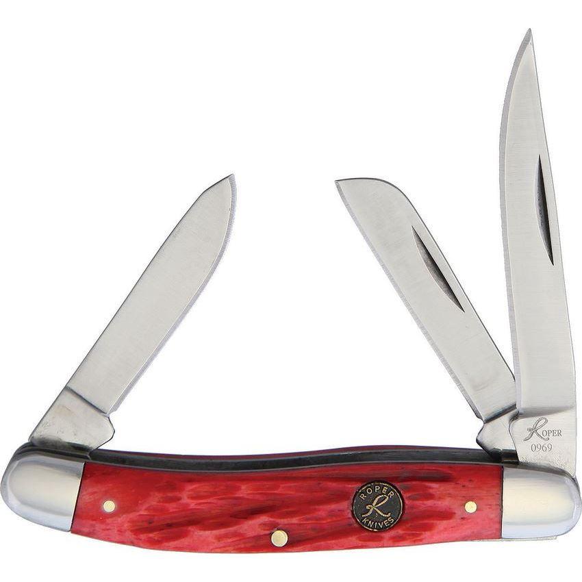 Roper Knife Stockman Chaparral Series - Red bone - 3 Blades 2.5in