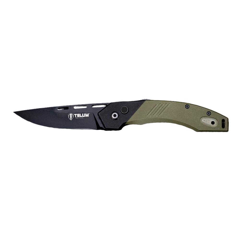 Telum Tactical Knife Scorch Dark Green Automatic 3.5in D2 Blade