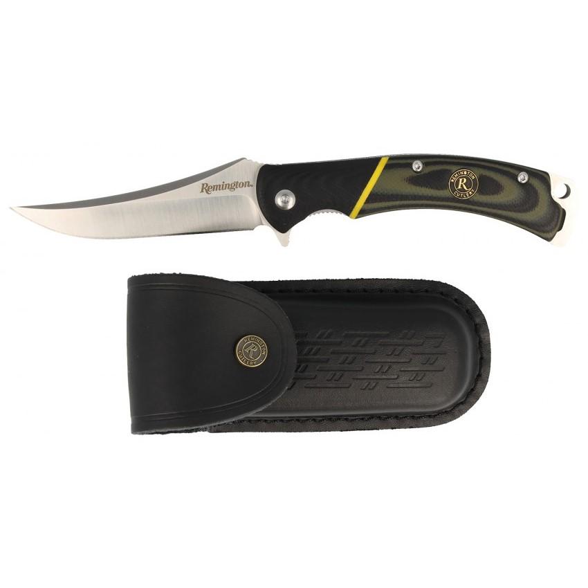 REMINGTON HUNTER D2 TRAILING POINT FOLDER 4in BLK LTHR SHEATH KNIFE