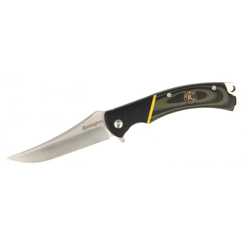 REMINGTON HUNTER D2 TRAILING POINT FOLDER 4in BLK LTHR SHEATH KNIFE